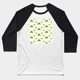 Morpho menelaus blue butterfly pattern yellow background Baseball T-Shirt